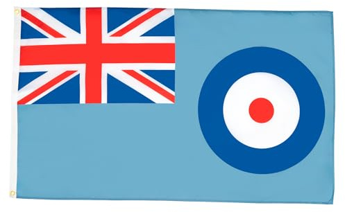 AZ FLAG Bandiera Royal Air Force 150x90 cm Poliestere 100D 2 Occhielli | Uso interno ed esterno bandiera decorativa del armata britannica doppie cuciture e bordi rinforzati con occhielli metallici