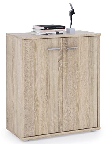 CARO-Möbel Kommode Sideboard Schrank Tommy in Sonoma Eiche, Anrichte mit 2 Türen inklusive Einlegeboden