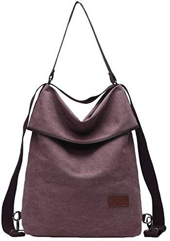 Travistar Damentasche Rucksack – Vintage Umhängetasche aus Segeltuch Handtasche Damen Rucksack Hobo Frauen Reise für Büro Schule Ausflug Shopping, coffee, L, Vintage