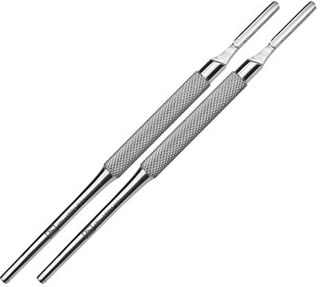 May Set 2x Skalpellhalter rund Figur 3 Skalpellgriff Edelstahl | 2er Set runder Skalpellhalter (Figur 3) aus Edelstahl für Modellbau und präzise Grafikarbeiten