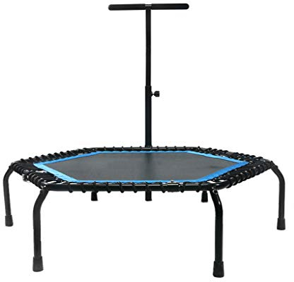 Rebounder trampolin för vuxna bungee, bärbar och vikbar trampolin vuxen trampolin – hemma mini studsmatta med justerbart räcke, fitness kroppsträning trampolin