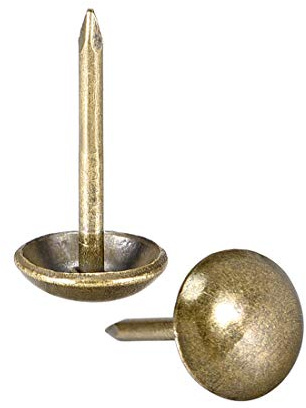 sourcing map Upholstery Nails Tacks 9mm Dia 17mm Height Retro Round Thumb Push Pins Bronze Tone for Furniture Sofa Headboards, 100 Pcs