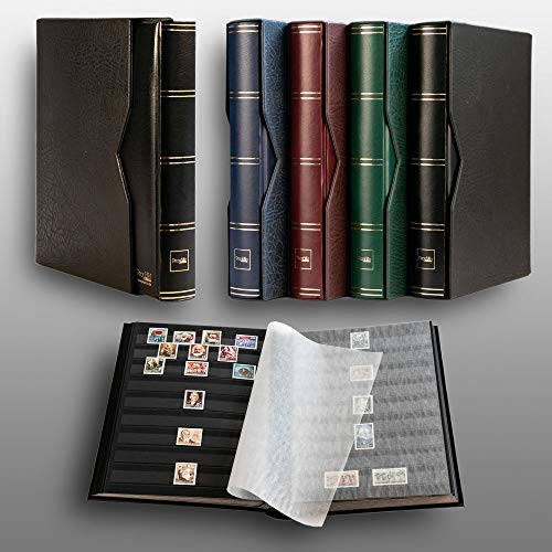 Prophila 60 Schwarze Seiten Briefmarkenalbum wattiert mit Kassette schwarz