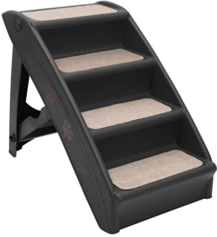 vidaXL Hundetreppe Klappbar Schwarz Haustiertreppe Katzentreppe Einstiegshilfe
