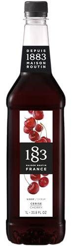 1883 Maison Routin Premium Cherry Syrup, 1 Litre Glass Bottle | Flavoured Syrup, For Coffee, Tea, Cocktails, Iced Drinks & Desserts, Made with Pure Cane Sugar, No Artificial Colours, Vegan