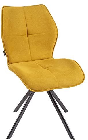 Gold Label Esszimmerstühle Samt | Polsterstuhl mit Metallbeine ​| Küchenstühle | Esstisch Stühle | Schalenstuhl | Drehstuhl Esszimmer | Samt Stuhl | Rimini (Gelb)