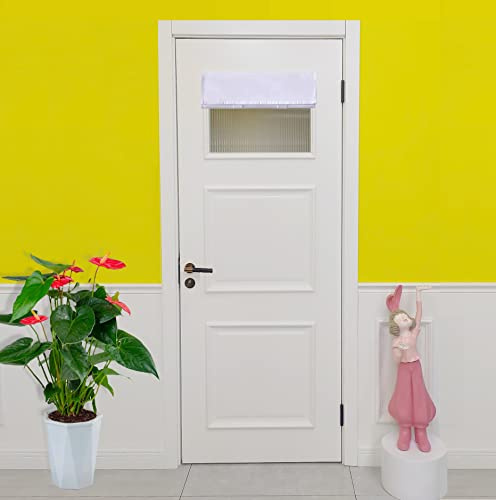 E-HAO French Small Front Door Curtain (26 w x 20 L), Washable Door Curtain with Adhesive Hook and Loop Fastener Strip (Pure White)
