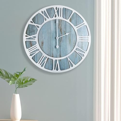1st owned Wall Clocks for Living Room Decor,16 Vintage,Round Silent Non Ticking,Black Metal,Modern Wood Clocks for Home Bedroom,Kitchen,Garden,Office,Cafe,Modern Wall Decoration -Roman Numerals