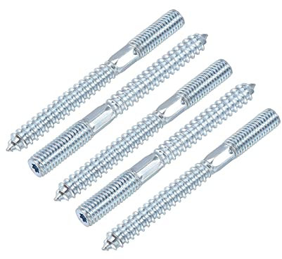 sourcing map Double Ended Screws (M10 Thread 100mm Long) 5pcs, Hanger Bolts Self-Tapping Double Sided Screws - for Home Repairs