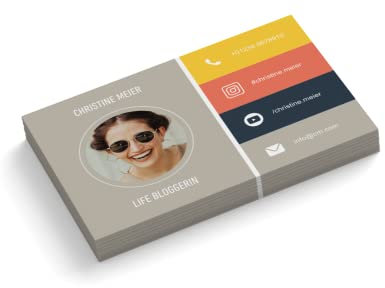 Visitenkarten personalisiert | mit Foto | Design Life Bloggerin | 1-seitig | Querformat | Menge + Papier zur Auswahl | selbst gestalten | hochwertiger Druck | 350 g Qualitätsdruck (100 Stück)