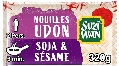 SUZI WAN WOK Udon fideos precocidos de sésamo de soja (2 x 160 g)