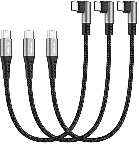 HOTNOW corto Cable USB C a USB C de 0,3 m 3 piezas, 30 cm ángulo recto Descarga parcial 60W USB 2.0 Línea de carga rápida Para equipos de tipo C