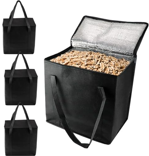 3 st förvaringsväska för träpellets – rökare pelletsdispenser vattentät träpellets behållare bränsle pellets förvaringsväska för utomhus camping resor BBQ träflisor, Svart