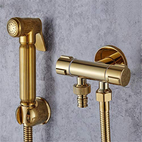 Bidetarmaturen Gold Messing Fingle Kaltwasser Toilette Eckventil Handhygienischer Duschkopf Toilette Dusche Bidet, Stil 1 (Stil 1)