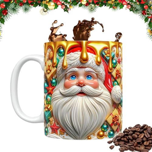 Eteslot Weihnachts Tassen - Weihnachtsbecher - Weihnachts Geschirr - Weihnachtstisch Deko - Weihnachtsmann-Tasse, Kaffeetasse, Weihnachtstrinkbecher