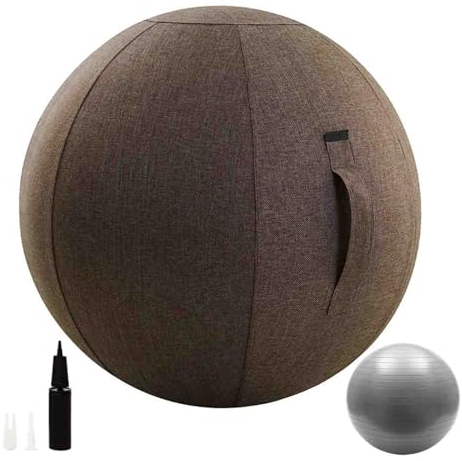 BXYWMDGB Sitzball, Ergonomische Alternative Zum Schreibtischstuhl Schmutzabweisend, Langlebig, rutschfest, Für Schwangerschaft, Fitness, Yoga Inkl Stoffbezug, Innenball, Handluftpumpe,002,65cm
