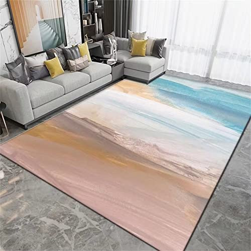 RUGMRZ Teppiche Für Wohnzimmer Flickenteppich Waschbar Modernes Design Esszimmer Teppich rosa blau Farbe Wohnzimmer Dekoration Anti-Fouling Autdoorteppich 90X150CM