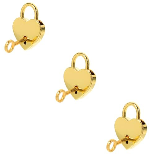 UKCOCO 3stücke Herzförmiges Wishing Lock Aus Personalisierbar Mit Gravur Für Schützt Ihr Gepäck Und Dekoriert Aufbewahrungsboxen Schlüssel Inklusive Goldene Farbe
