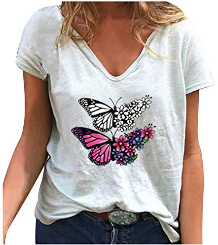 Womens Vest Women's Casual Front Twist Crewneck Tops Ladies Summer Short Petal Sleeve T Shirt Loose Solid Color Tunic Blouse Top Shirt Vest Tops for Women UK Plus Size Tees (White, L)