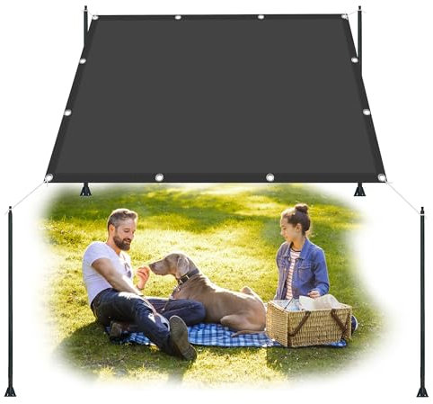 Sonnensegel 0.5 x 4 m Segeltuch Pergola, Wasserdicht 98% UV Schutz inkl Befestigungsseile für Garten Terrasse, Dunkelgrau
