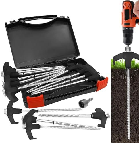 Einschraubbare Heringe, 15 Stück M8-Bodenanker, Einschraubheringe, robuste Bodenheringe, Zeltheringe, Zeltheringe mit Bodengewinde für Outdoor-Camping