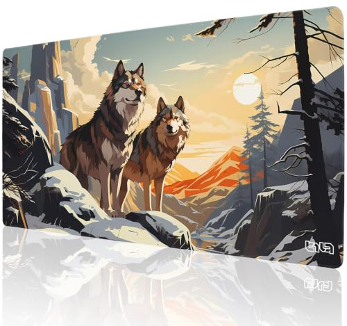 Tilt Schreibtischunterlage 100x50 cm Gaming Mauspad XXL | Rutschfester Mousepad Groß für Schreibtisch und PC Gadgets | Wasserdichter Desk Mat (Wolf Lands)