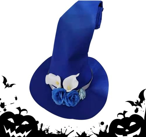 ETUCYNG Hexenhut für Frauen, Halloween-Zaubererhut | Spitz Hut mit breiter Krempe - Filzhut mit, Hexenkostüm, Partykostüm