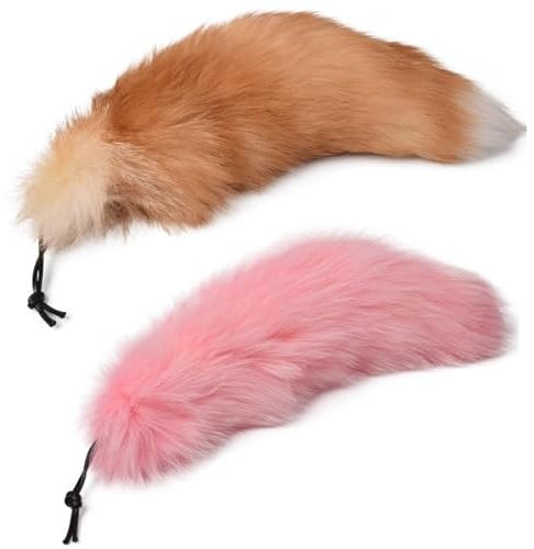 Nocyclonic 2 Pieces Fuchsschwanz Anhänger etwa 40CM fox tail, Extra Groß Schlüsselring Tasche Schlüsselketten Anhänger Weich Flaumig Fell Schwanz Keychain Zusätze AutoHandtasche Dekoration (9)