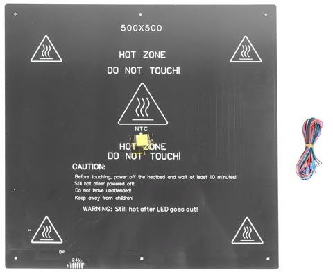 Heizbett für 3D Drucker 24 Volt 350 Watt 500 x 500 mm Aluminium Legierung Schnelle Erwärmung Heizplatte Hotbed