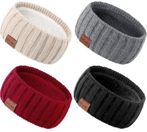 DRESHOW Fascia per Capelli Lavorata a Maglia Calda da Donna Scalda Orecchie Inverno Fascia Elastica All'uncinetto Fasce per Capelli in Pile Spesso