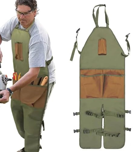 Obelunrp Gardening Apron Extended Protection, 46.5x18.9 Inch Oxford Cloth Garden Apron with Storage Pockets, Adjustable Buckles, Precise Stitching Work for Women Men Gardener, Garden, Gardening A
