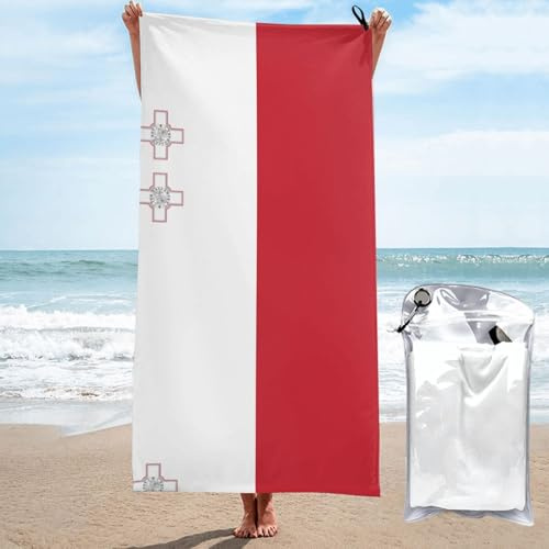 WXZYFP Bandiera di Malta 80 x 160 cm. Si tratta di un asciugamano da bagno in fibra ad asciugatura rapida (stile verticale), adatto per sport, viaggi e uso domestico.