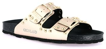 GRUNLAND Sara CB0737 Platino Ciabatte Donna Anatomiche Fibbie Borchie re-Soft 39
