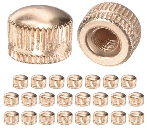 M METERXITY 25-Pcs Écrous À Chapeau Filetés, M5x11mm coque Vis Pour Luminaire, Écrou Moleté Femelle Pour Remplissage Couvercle Plafonnier/Pièces Décoratives Lampe, Vis À Chapeau Gland [Ton Or]