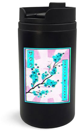 Vaporwave Aesthetic Sakura Cherry Blossom - Taza de viaje con póster japonés, taza de café aislada, taza portátil
