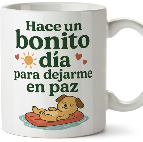 MUGFFINS tazas originales para regalar | Hace un bonito día para dejarme en paz en Español | tazas divertidas para regalar, humor borde, 330 Ml 11 oz | graciosas ego v2