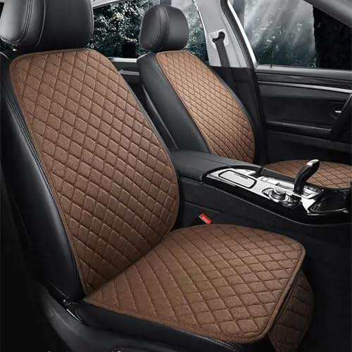 SGLEULRC Linen Car Seat Covers for Hyundai Santa Fe Sport 2014-2018, Full Set Four Seasons Anti-Slip Seat Breathable Soft Seat Covers with Backrest Protector Seat Cushion Accessories,Coffee