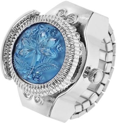 Baluue Fingeruhr Ring aus Zinklegierung Blaue Elegante Quarzuhr im Ringdesign Kreative und Bequeme Modeuhr für Damen Leicht zu Tragen und Stilvoll als Schmuckring