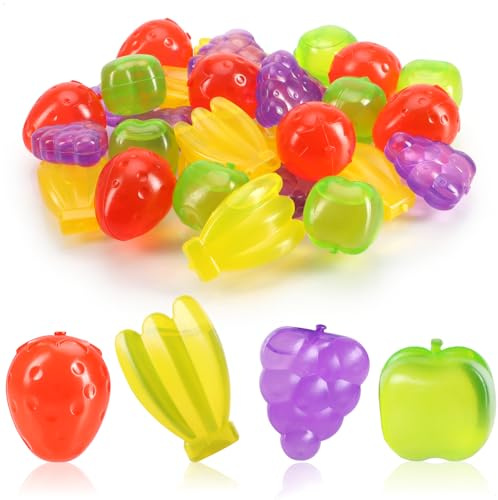 Wilhelm Sell® 30x Reusable ice Cubes in Tropical Fruit Shape, Colorful Drink Coolers for Parties and Refreshing Beverages