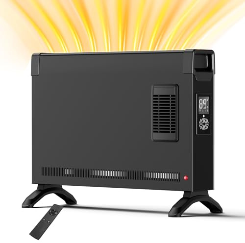 Kucreiheat Space Heater, Whole-Room Convection Panel Heater, 1500W Electric Heater with Tip-over & Overheat Protection, Remote Control, Timer Space Heaters for Indoor Use