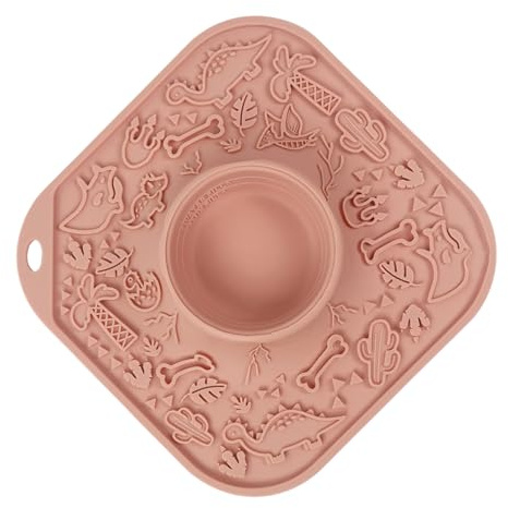 Hundslickmatta, enkel rengöring, 20,5 x 20,5 x 3,3 cm, slickmatta med sug, interaktiv husdjursmatare, texturerad komfort, för valpar, träning