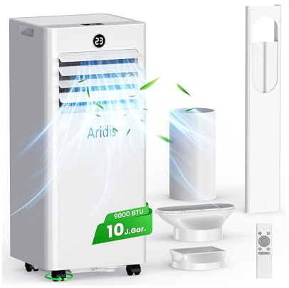 Condizionatore Portatile Climatizzatore Silenzioso - 9000BTU Climatizzatore senza Unità Esterna, Raffrescatore a Basso Consumo con Kit Finestra, Display LED, 4 Modalità, Copertura 33 m² Bianco