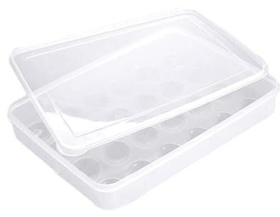 KHBUAB Contenitore per Uova in Plastica Trasparente Impilabile Coperchio Chiaro per Frigorifero e Cucina Domestica 24 Scomparti 30,5x21,8x5,8cm