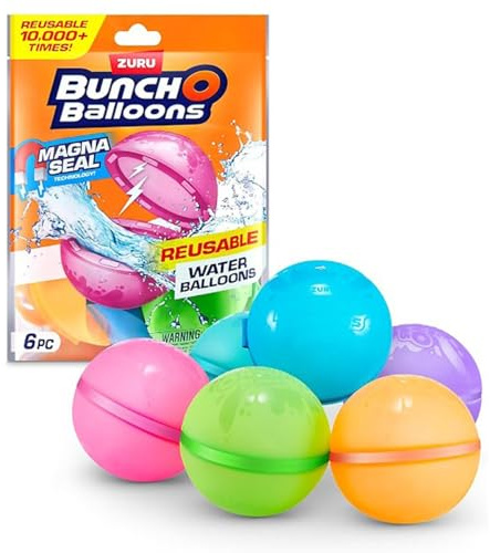 Bunch O Balloons Wiederverwendbare Wasserballons (6er-Pack) – Nachhaltige Wasserbomben aus weichem Silikon mit Magnetverschluss