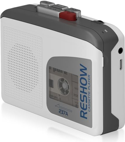 Reshow Lecteur cassette portable avec haut-parleur intégré, magnétophone pour la lecture de musique et l'enregistrement vocal, idéal pour les étudiants, la maison, les voyages et les amateurs de