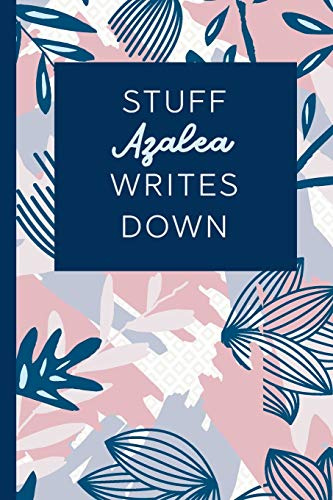 Stuff Azalea Writes Down: Personalized Journal / Notebook (6 x 9 inch) STUNNING Navy Blue and Mauve Blush Pink Pattern