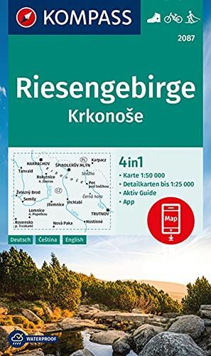 KOMPASS Wanderkarte 2087 Riesengebirge, Krkonose 1:50.000: 4in1 Wanderkarte mit Aktiv Guide und Detailkarten inklusive Karte zur offline Verwendung in der KOMPASS-App. Fahrradfahren. Langlaufen.