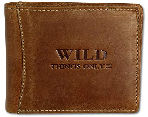 Bag Street Herren Geldbörse Portemonnaie Geldbeutel Rustikal Rindleder Leder 5453, Cognac, ohne