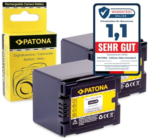 PATONA 2x CGA-DU14 CGR-DU14 Batteria 1400mAh compatibile con Panasonic NV-GS10 GS17 GS21 GS22 GS24 GS26 GS27 GS28 GS29 GS30 GS33 GS35 GS37 GS40 GS44 GS47 GS50 GS55 GS57 GS58 GS60 CGA DU14 CGADU14