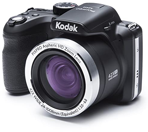 KODAK Pixpro AZ422 - Appareil Photo Bridge Numérique 20 MP, Zoom Optique 42X, Grand Angle 24 mm, Video HD 720p, OIS, Flash Intégré, Ecran LCD 3, Batterie Li-ION - Noir